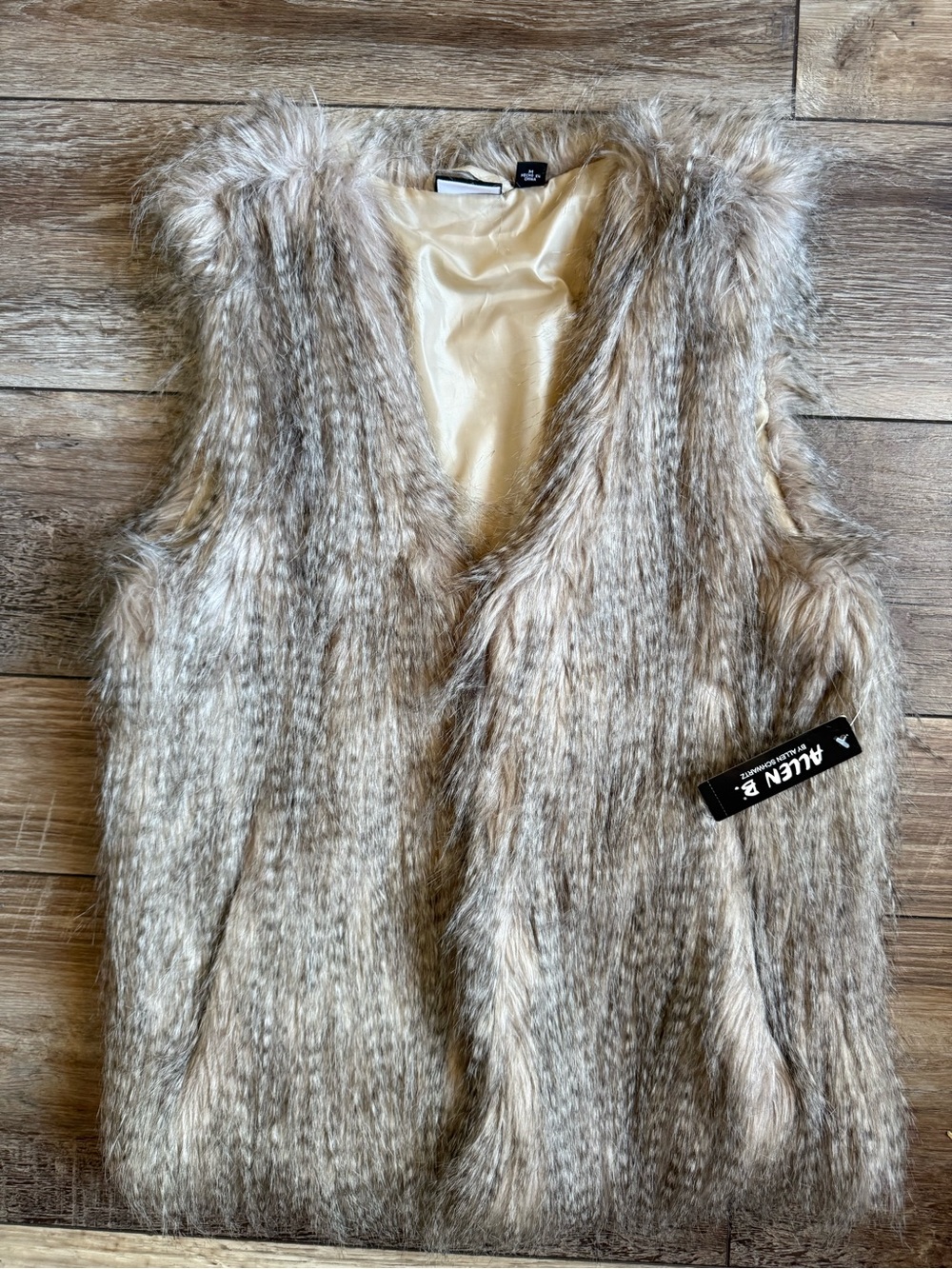 Allen B. By Allen Schwartz Neutral Taupe Faux Fur Vest